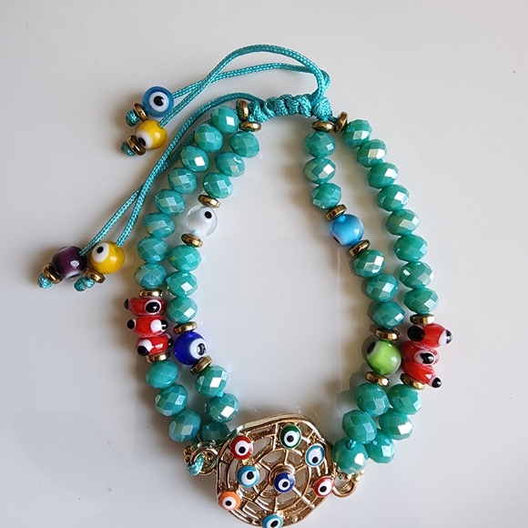 Turquoise Evil Eye Charm Bracelet - Picture 2 of 4